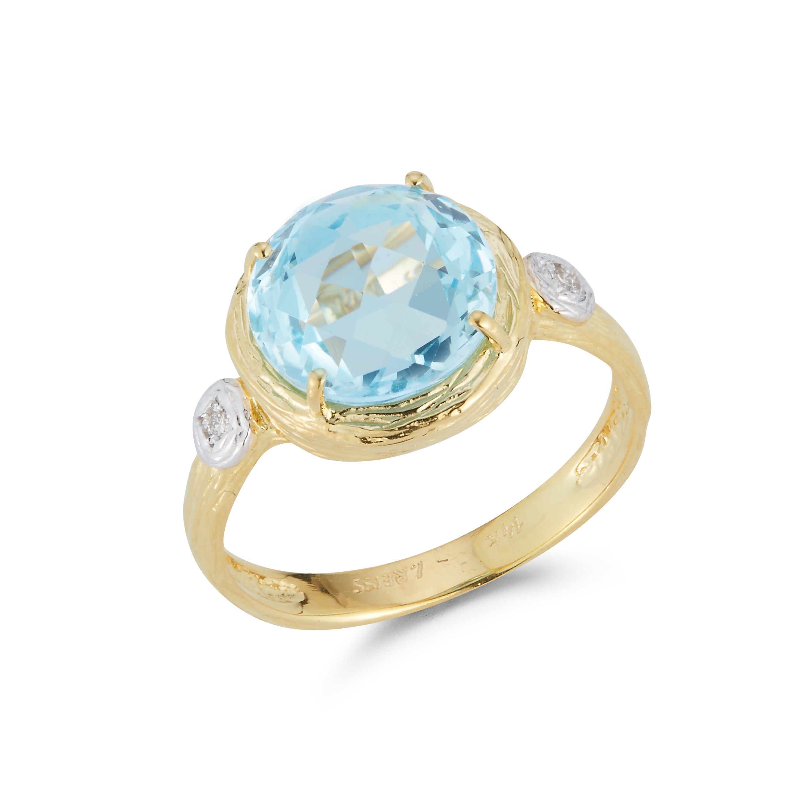 Round Gemstone Cocktail Ring, 14K Gold