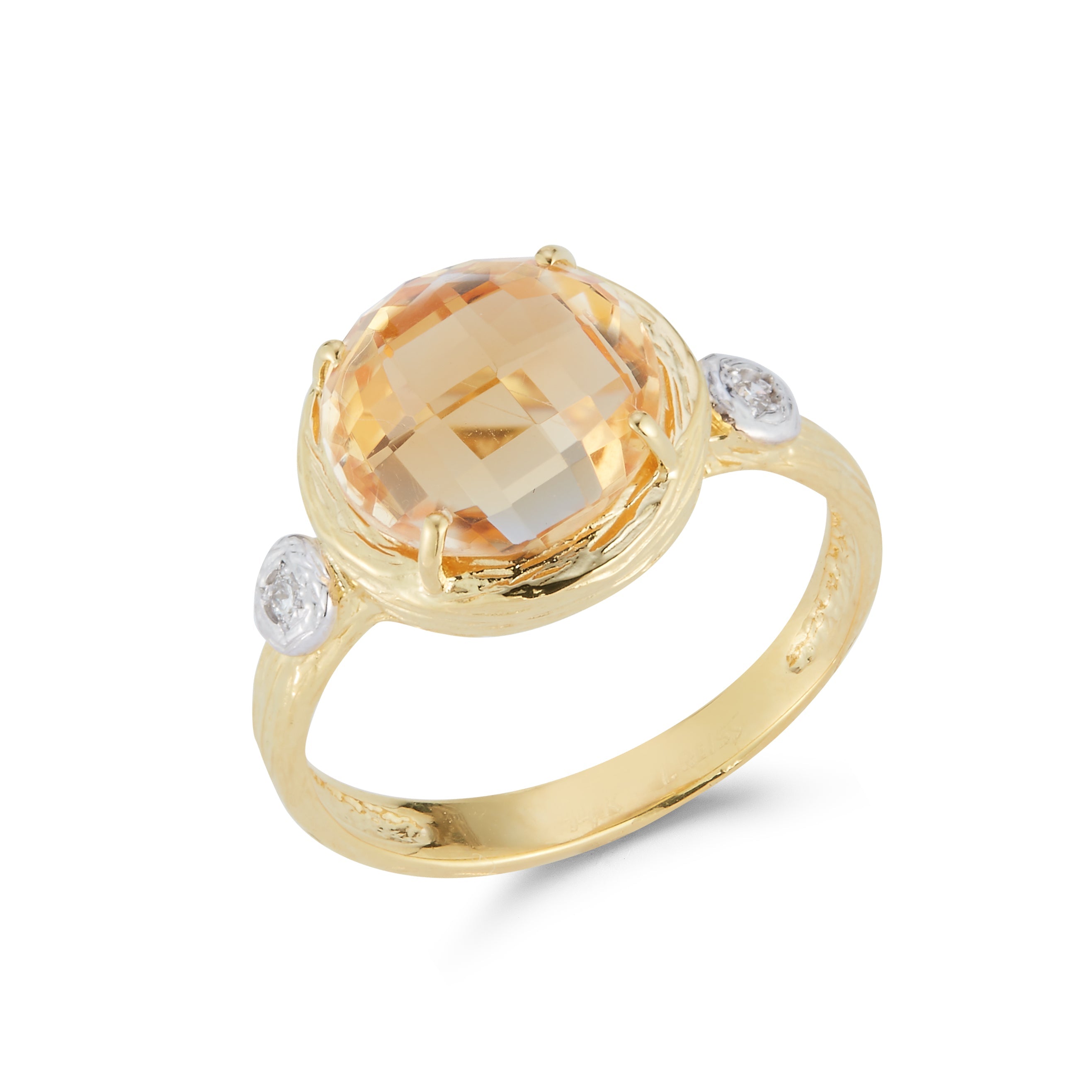 Round Gemstone Cocktail Ring, 14K Gold