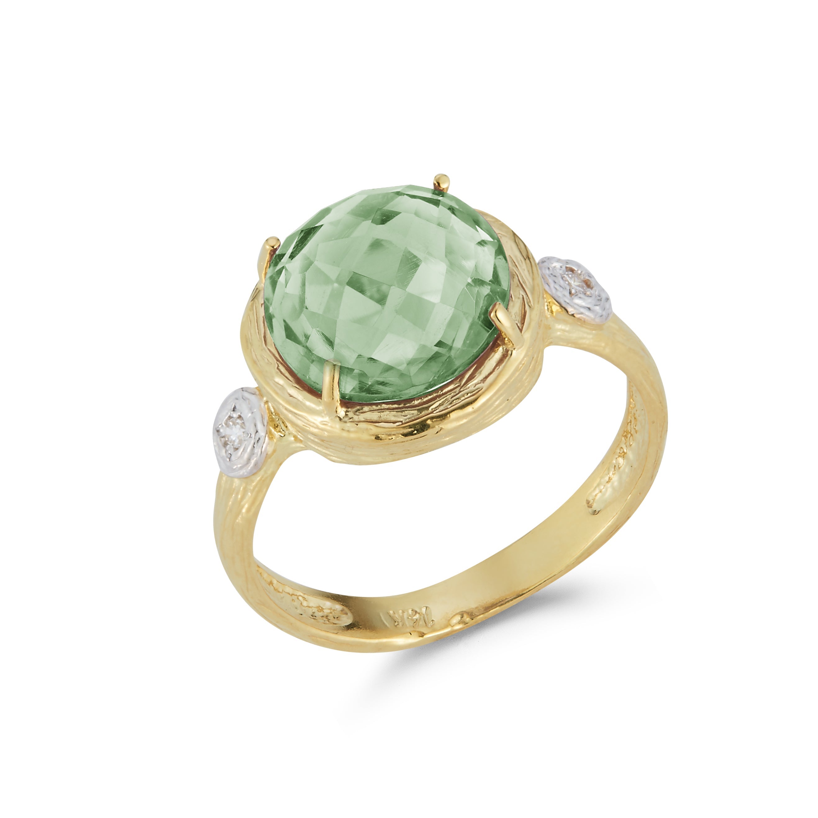 Round Gemstone Cocktail Ring, 14K Gold