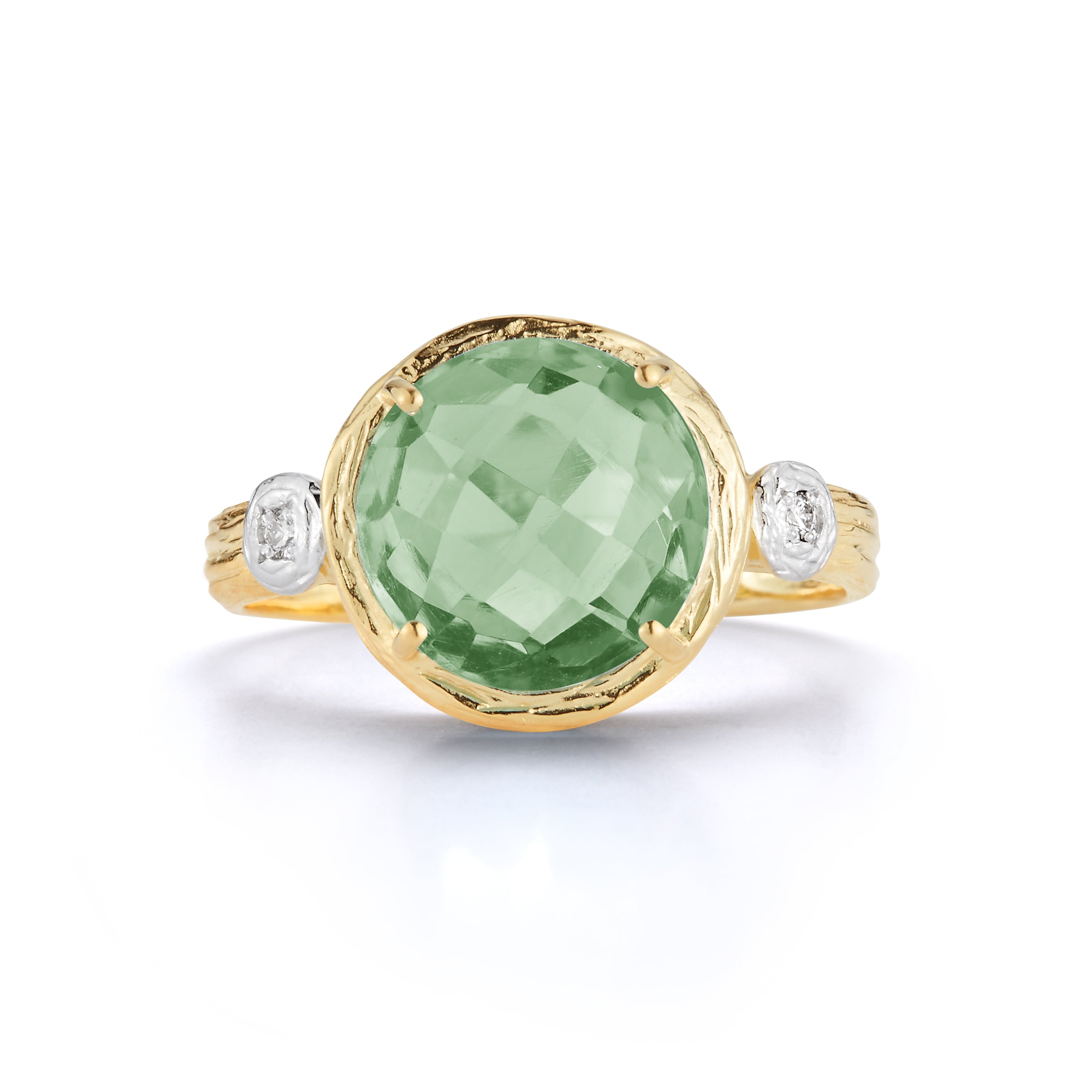 Round Gemstone Cocktail Ring, 14K Gold