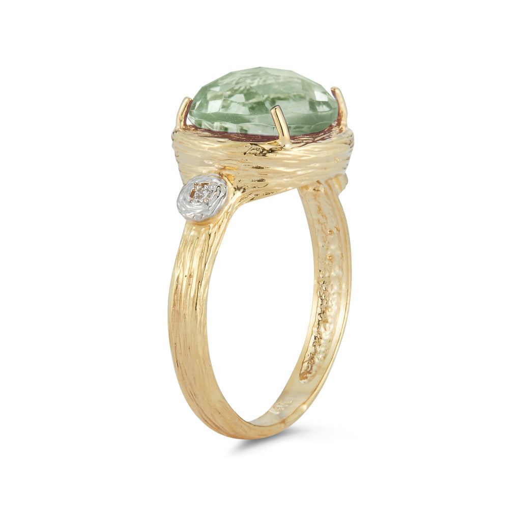 Round Gemstone Cocktail Ring, 14K Gold