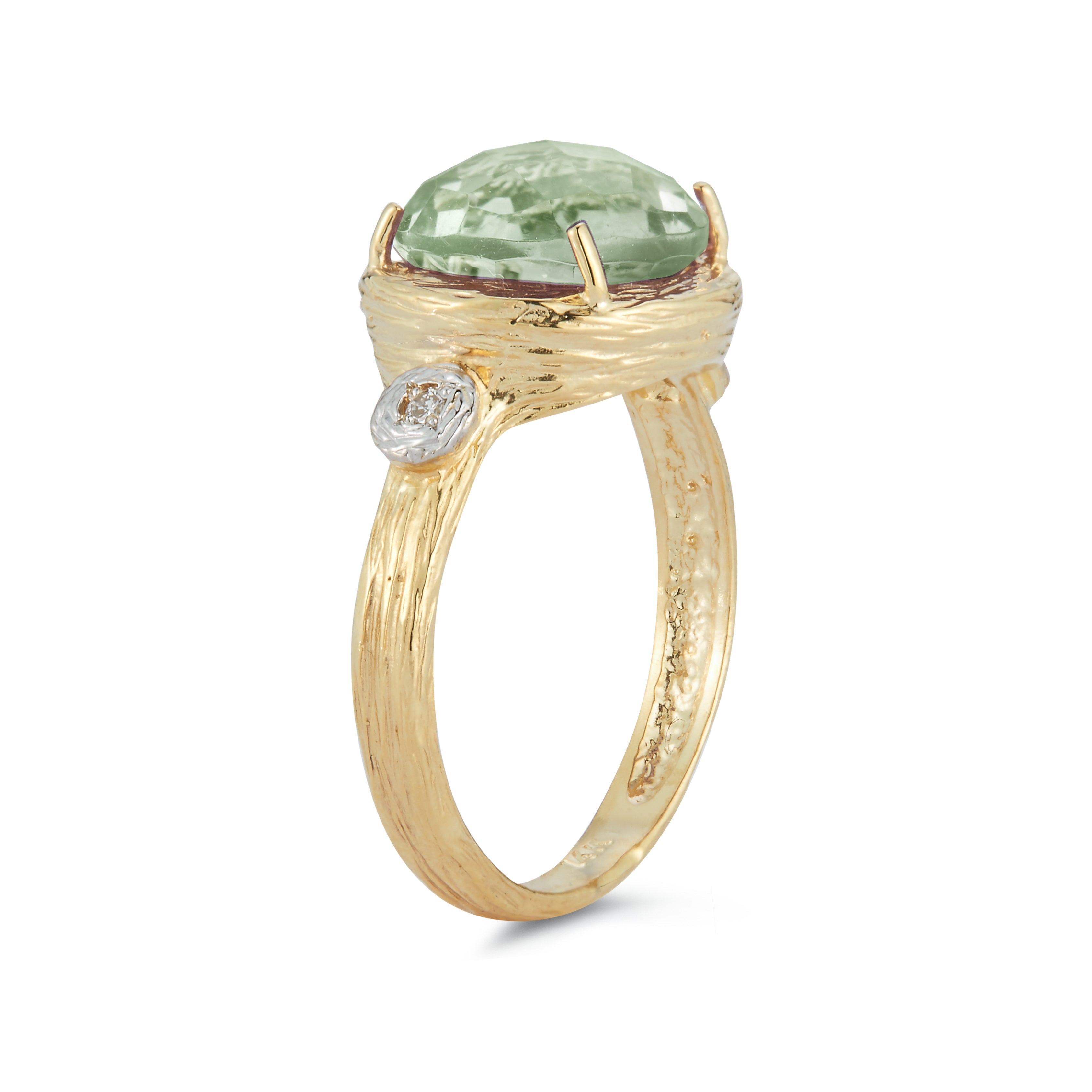 Round Gemstone Cocktail Ring, 14K Gold