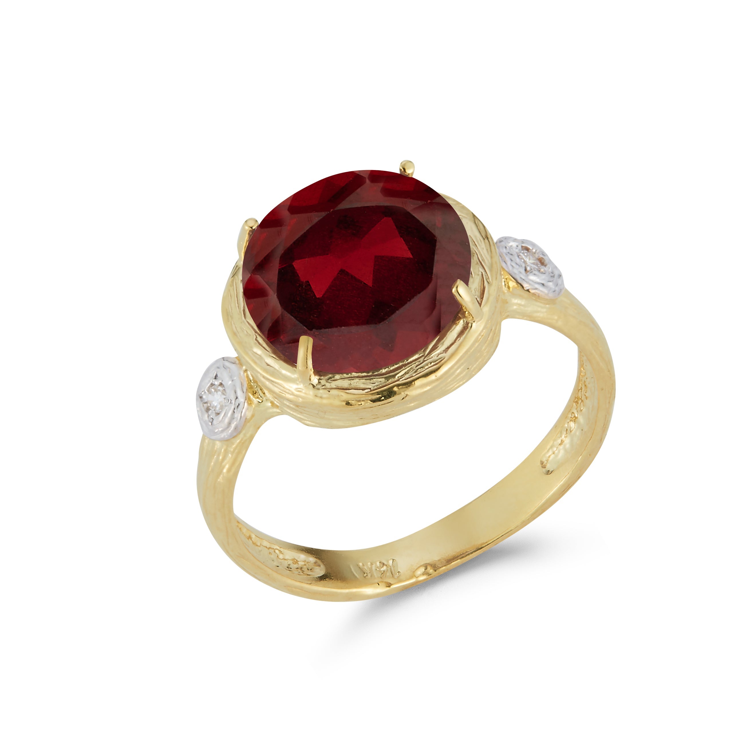 Round Gemstone Cocktail Ring, 14K Gold