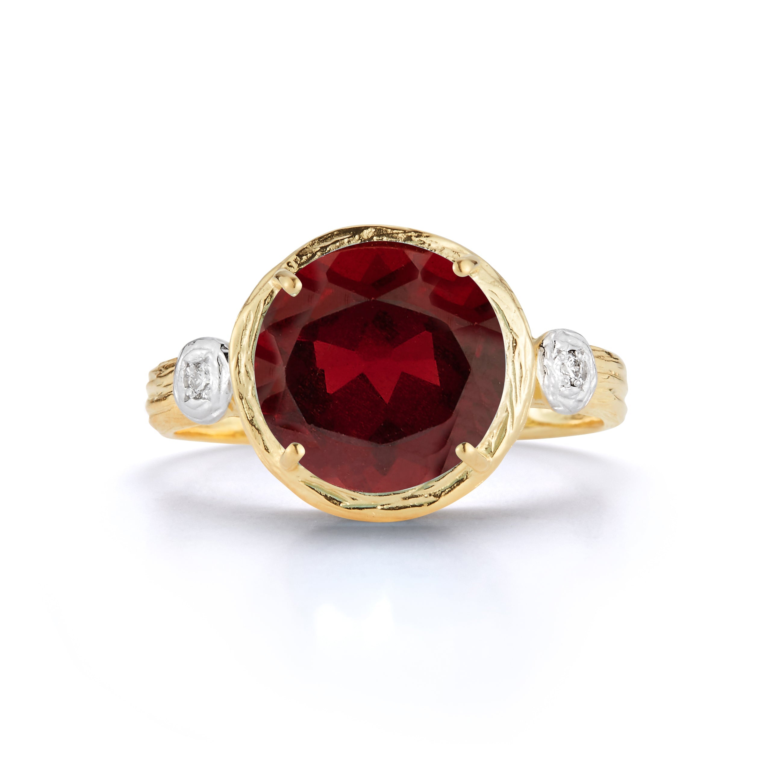 Round Gemstone Cocktail Ring, 14K Gold