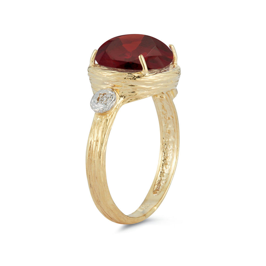 Round Gemstone Cocktail Ring, 14K Gold