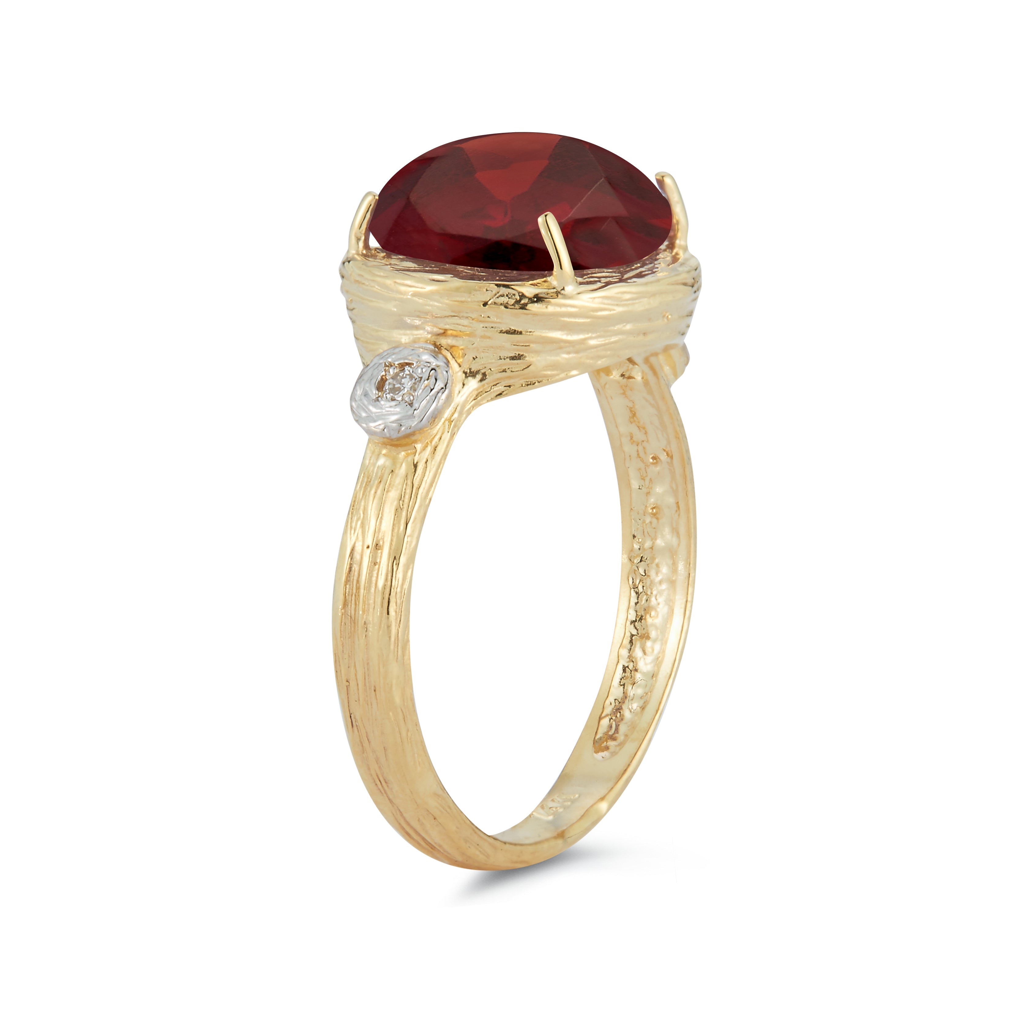 Round Gemstone Cocktail Ring, 14K Gold