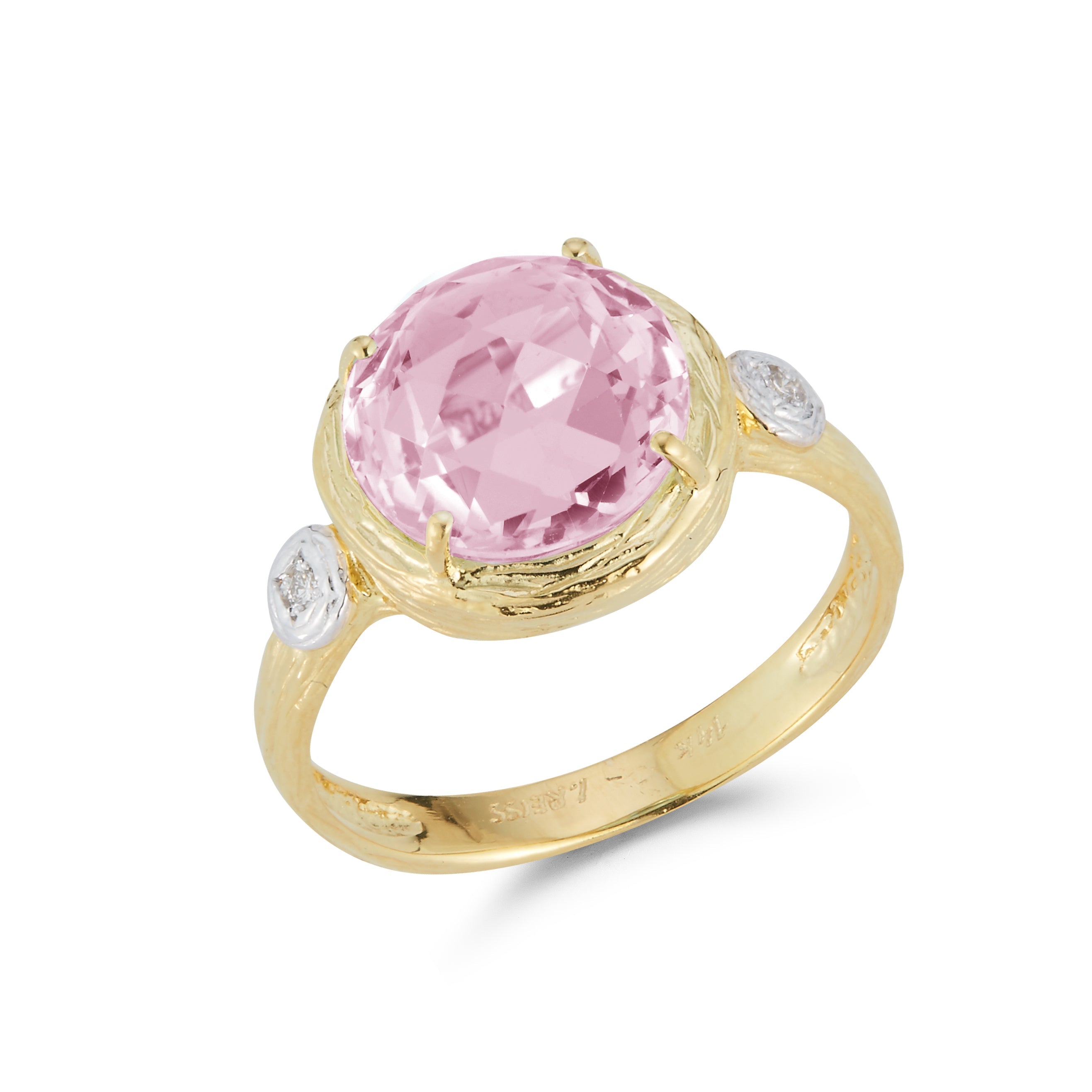 Round Gemstone Cocktail Ring, 14K Gold